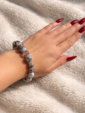 Grey Fire Agate Crystal Bracelet – 10mm Beads | Natural Stones | Healing Energy